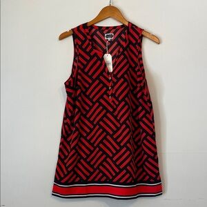 Mud Pie Women’s Gameday Geometric Sleeveless Dress Red/Black L
